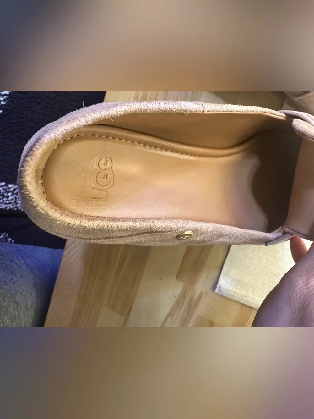 Women’s Suede Ugg Loafers in Light Taupe